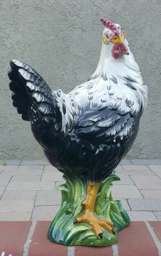 Colossal Intrada Italian Hand Painted Ceramic Chicken Hen -