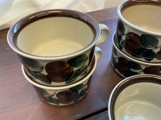 Set Of 6 Vintage Arabia Finland Ruija Brown Flat Coffee Tea Cups 2