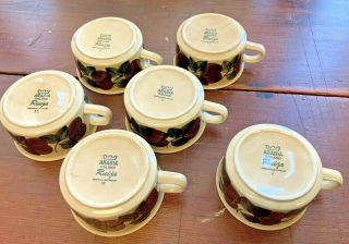 Set Of 6 Vintage Arabia Finland Ruija Brown Flat Coffee Tea Cups 4