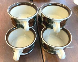 Set Of 6 Vintage Arabia Finland Ruija Brown Flat Coffee Tea Cups 5