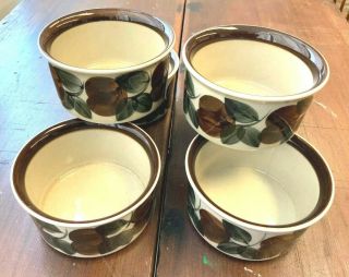 Set Of 6 Vintage Arabia Finland Ruija Brown Flat Coffee Tea Cups 6