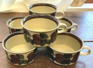 Set Of 6 Vintage Arabia Finland Ruija Brown Flat Coffee Tea Cups 7