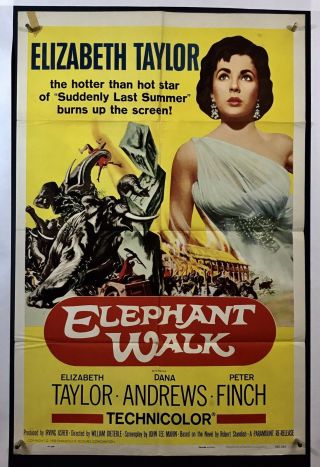 Elephant Walk Movie Poster (verygood) 1sh 1960 Rerelease Elizabeth Taylor 1592
