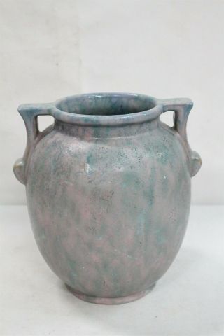 Arts Crafts Roseville Carnelian Ii Mauve Green 2 Handled Art Pottery Vase Wow