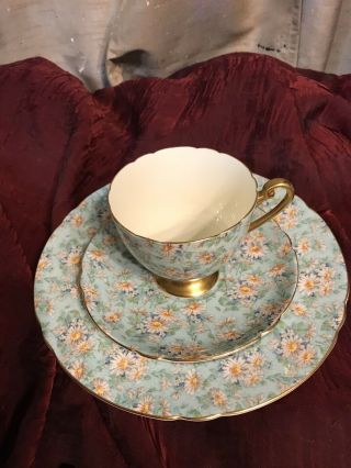Shelley Marguerite Chintz Footed Cup,  Saucer And Plate