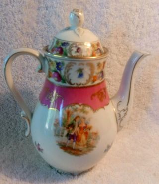 Antique Schumann Royal Bavarian Dresden Art Tea Pot Made In Bavaria 8 In Tall