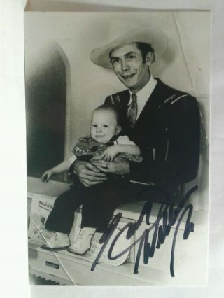 Hank Williams Jr Hand Signed Autograph 4x6 Photo As A Baby With His Dad Hank Sr