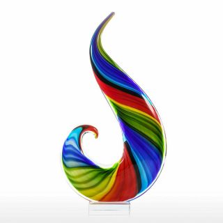 Rainbow Glass Sculpture Hand Blown Glass Art Style Rainbow Sculpture W/tag