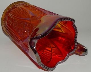 Heirloom Sunset Carnival Glass Iridescent Red Pitcher Vintage Indiana Glass 40oz 7