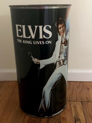 Vintage 1977 Elvis Presley Waste Basket Trash Can Metal 19 1/2 " X 10 1/4 " Large