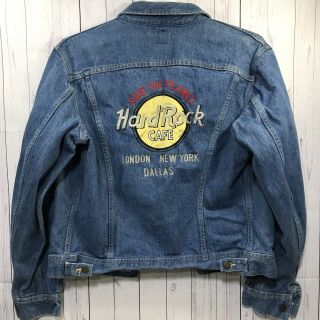 Hard Rock Cafe Lee Denim Jacket Save The Planet London York Size 42 L Vtg