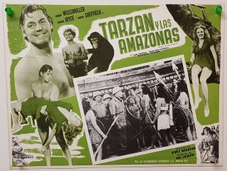 Tarzan And The Amazons Johnny Weissmuller Mexican 13x17 " Lobby Card