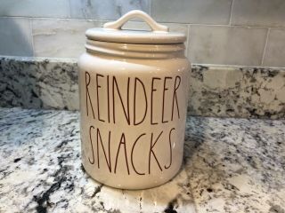 Rae Dunn Reindeer Snacks Jar Canteen Canister Christmas Xmas