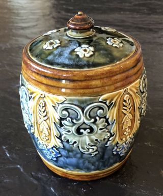 Antique Doulton Lambeth Tobacco Jar With Lid,
