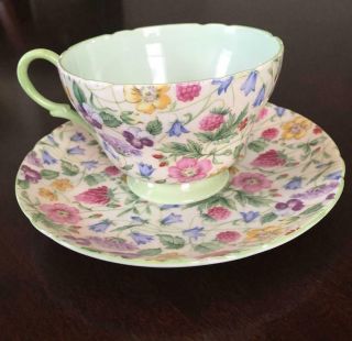 Shelley England Teacup And Saucer Chintz Countryside 13690