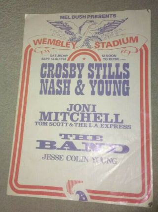 Crosby Stills Nash & Young Tour Programme Wembley Stadium 1974