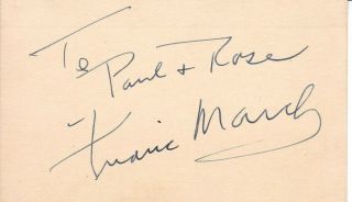 Movie Star Fredric March Autograph Signed Vintage 3x5 Index Card D75