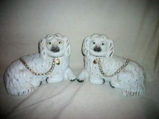 Vintage Staffordshire King Charles Spaniel Dog Figurines Opposing Hp Mid Century