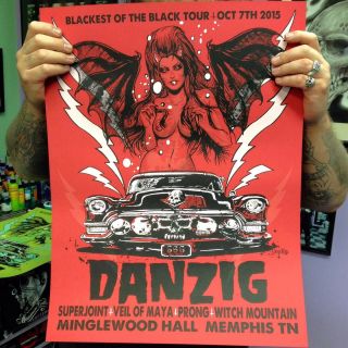 Danzig Silkscreen Concert Poster Memphis Show Signed Edition Of 138