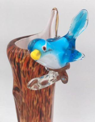 Vintage Murano Tall Glass Vase with Bird Feature 2