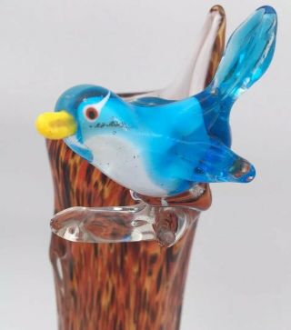 Vintage Murano Tall Glass Vase with Bird Feature 5