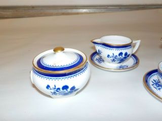 Miniature Tea Cup & Saucer SET COPELAND SPODE China Blue White Gilt Teapot 2