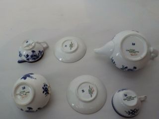 Miniature Tea Cup & Saucer SET COPELAND SPODE China Blue White Gilt Teapot 7