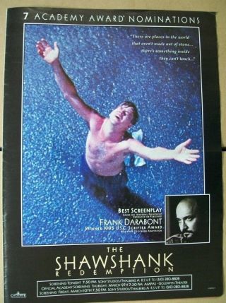 The Shawshank Redemption 1995 Ad - 7 Academy Award Nominations