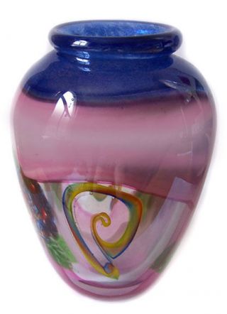 Hand Blown Murano Art Glass Fancy Color With Millefiori Pattern A70