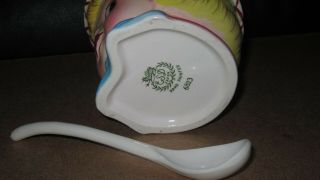 NR - Antique Anthropomorphic LEFTON - Dainty Miss Sugar Bowl & Spoon 5