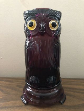 Mosser Glass Owl Fairy Light Lamp Purple