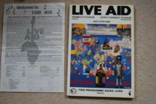 Live Aid Concert Program Wembley 1985 And Concert Listing Sheet