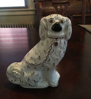 Antique Staffordshire Spaniel Dog Figurine 7 "