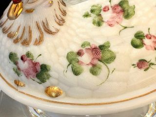 RARE Vintage Westmoreland hand painted milk glass Hen TOP ONLY 3