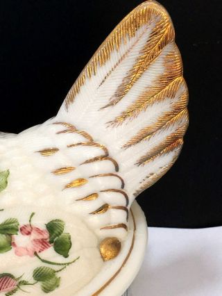 RARE Vintage Westmoreland hand painted milk glass Hen TOP ONLY 4