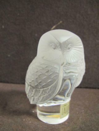 Lalique Crystal Glass Owl Paperweight,  Signed - L@@k