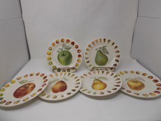 Gien :: Set/6 “belle Helene” Apples/pears 6 1/2” Plates Canape/appetizer France