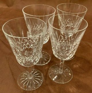 4 Waterford Crystal Lismore Tall Water Glass Goblets Ireland 10 Oz Signed