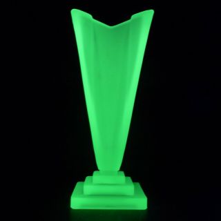 Bagley Vintage Art Deco Uranium Green Glass Wyndham Vase 1333