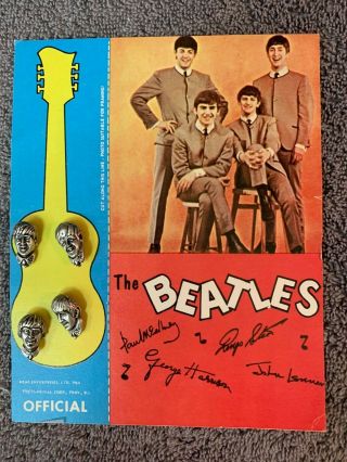The Beatles 1964 Official Tie Tack Lapel Pins Set Of Pewter Heads