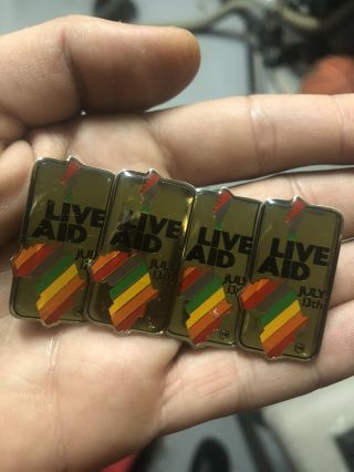 Vintage Live Aid 1985 July 13th Concert Pin Rainbow Africa Guitar Pin 4pack