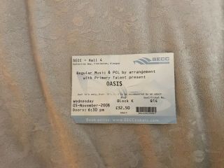 Rare Oasis Secc Glasgow Ticket Nov 2008