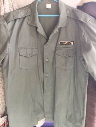 Bon Jovi Long Sleeved Army Style Pale Green Summer Jacket Size 2xl