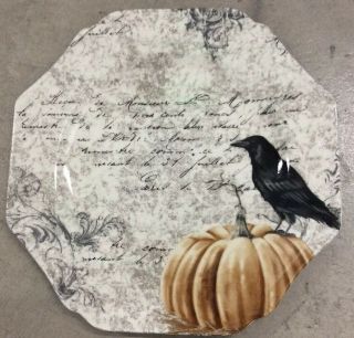 222 Fifth Halloween Raven Dinner Plate Set Of 4 Pumpkin
