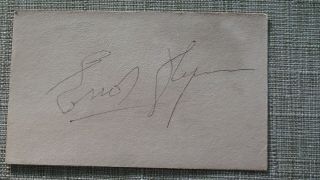 Errol Flynn Signed 3x5 " Index Card Not A Reprint