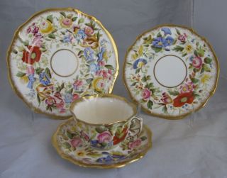Set Of 4 Hammersley England China Chintz,  Morning Glory,  2 Plates,  Cup & Saucer