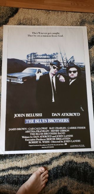 The Blues Brothers Movie Poster Never Folded.  Have Had For Years.  1980