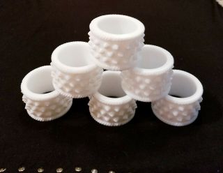 Fenton Vintage White Milk Glass Hobnail Napkin Rings Set Of 6 - 2 " Round