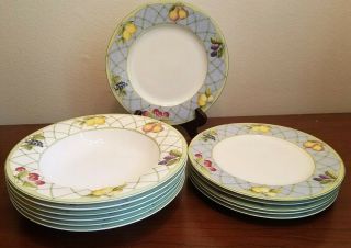 12pc Mikasa Optima Fruit Rapture (6) Salad Plates (6) Soup Bowls