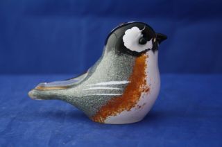 Langham Glass Hand - Made Chickadee Bird Figure / Boxed